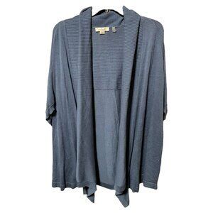 Simply Noelle Deep Teal Open Front Cardigan with Ribbed Accent along Edges- Shor